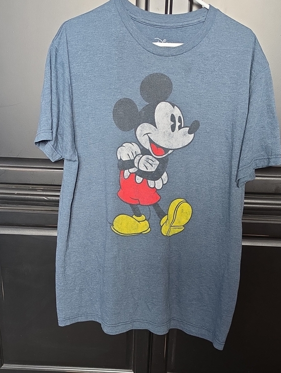 Disney Tops - Disney Gray-Blue Mickey Mouse Graphic Tee with Red & Yellow Accents
